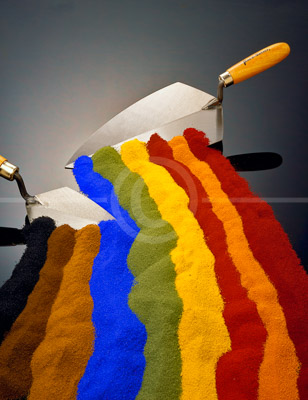HD_SL-12 - Rainbow of pigments used to color concrete for manufacturer's brochure.