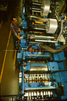 HD_P-12 - Overhead view of envelope production line at commercial printer in Baltimore Maryland. HD_P-12 - Overhead view of envelope production line at commercial printer in Baltimore Maryland.