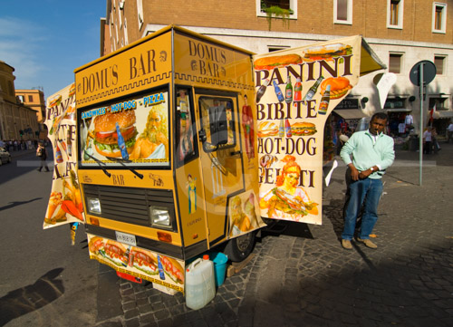 HD_P-35 - Domos Bar, street vendor near entrance to St Peter's Square in Rome, on first day of Italy trip, October 2007. HD_P-35 - Domos Bar, street vendor near entrance to St Peter's Square in Rome, on first day of Italy trip, October 2007.