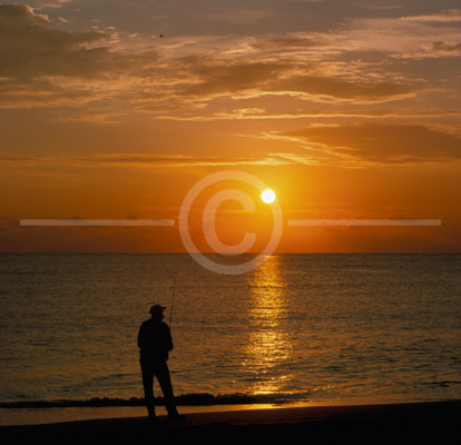 HD_P-41 - Fisherman on beach at Hollywood Florida at sunrise. HD_P-41 - Fisherman on beach at Hollywood Florida at sunrise.