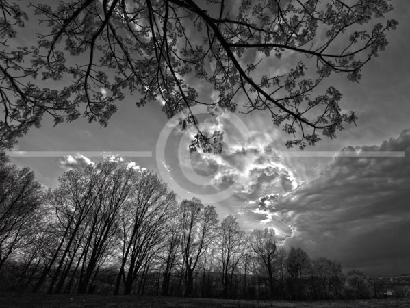 HD_STBW-49 - Clouds from approaching storm cover setting sun at I-270 overlook near Frederick, Maryland. (HDR image)