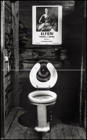 HD_STBW-79 - Toilet with poster in bunkhouse, Camp Androscoggen Jr., near Wayne, Maine. HD_STBW-79 - Toilet with poster in bunkhouse, Camp Androscoggen Jr., near Wayne, Maine.