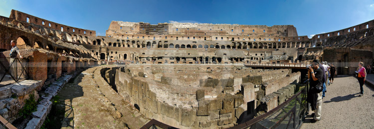 HD_STC-108 - Panoramic View of interior of the Colosseum (Flavian Amphitheatre) in Rome Italy.