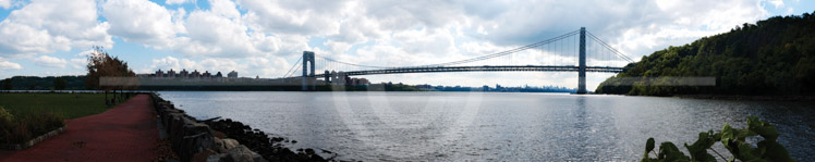HD_STC-109 - Panorama of George Washington Bridge shot from Picnic area in Palisades Interstate Park on Fort Lee side of the Hudson River