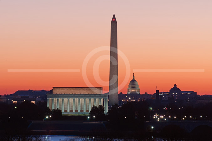 HD_STC-61 - Photo taken from Arlington Virginia side of Potomac River showing Lincoln Memorial, Washington Monument and U.S. Capitol Building just at dawn. HD_STC-61 - Photo taken from Arlington Virginia side of Potomac River showing Lincoln Memorial, Washington Monument and U.S. Capitol Building just at dawn.