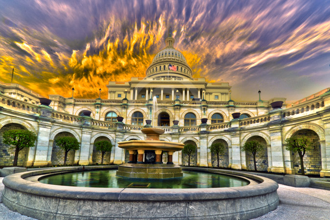 HD_STC-74 - Photo of west face of Capitol building after sunrise from fountain. HD_STC-74 - Photo of west face of Capitol building after sunrise from fountain.