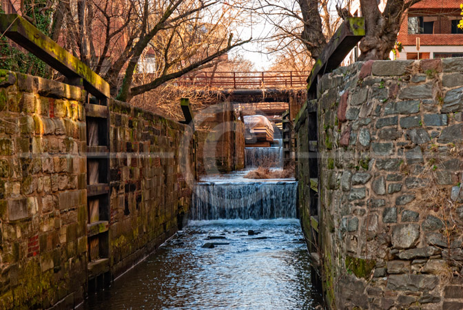 HD_STC-77 - Series of Locks on the C&O Canal in Georgetown, Washington, D.C. Reconstructed canal boat can be seen in background. HD_STC-77 - Series of Locks on the C&O Canal in Georgetown, Washington, D.C. Reconstructed canal boat can be seen in background.